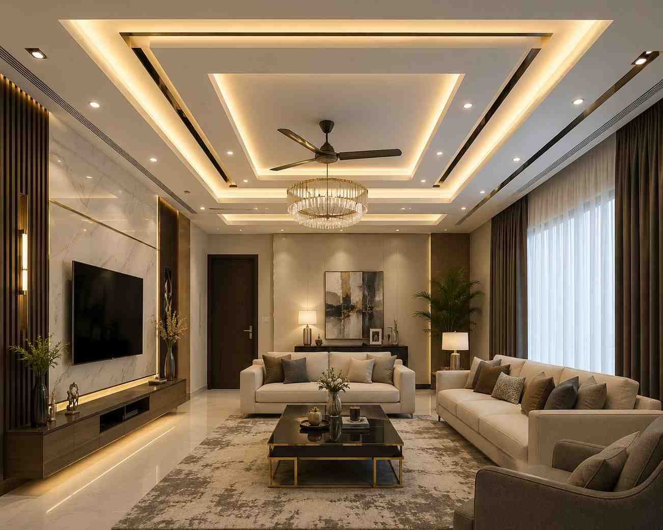False Ceiling Design for Drawing Room